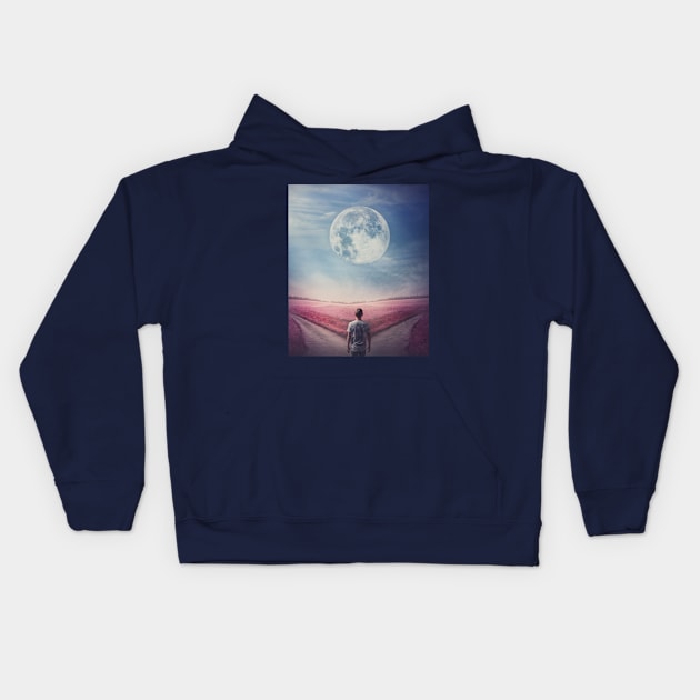 follow the moon Kids Hoodie by psychoshadow